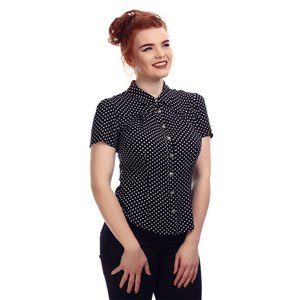 Collectif 40s Avery Blouse Black & White Polka Dot